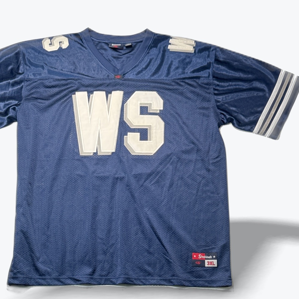 Shekinah West Side Football Jersey WS Mens 3XL Navy Blue Mesh Hip Hop Streetwear